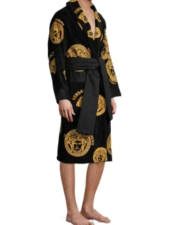 Versace Loungewear, Sleepwear & Robes|Medusa Coin Bathrobe Black