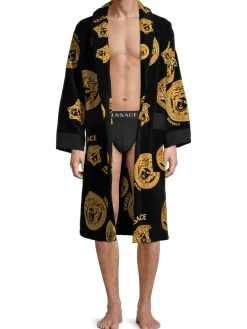 Versace Loungewear, Sleepwear & Robes|Medusa Coin Bathrobe Black