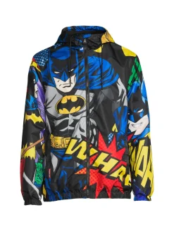 Members Only Coats & Jackets| X Batman Comic Strip Hooded Windbreaker Jacket Blue Multi