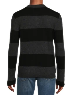Autumn Cashmere Cashmere|Merino Wool & Cashmere Polo Sweater Charcoal Black
