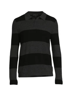 Autumn Cashmere Cashmere|Merino Wool & Cashmere Polo Sweater Charcoal Black