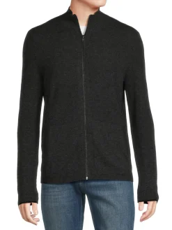 Autumn Cashmere Sweaters|Merino Wool & Cashmere Zip Front Cardigan