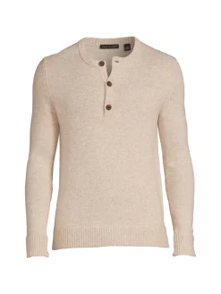 Saks Fifth Avenue Sweaters|Merino Wool Blend Henley Sweater