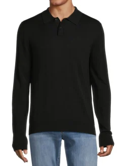 Saks Fifth Avenue Polos|Merino Wool Blend Long Sleeve Polo