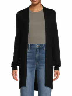 Women Saks Fifth Avenue Merino Wool Blend Open Longline Cardigan