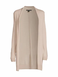 Women Saks Fifth Avenue Merino Wool Blend Open Longline Cardigan