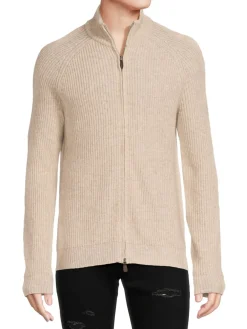 Saks Fifth Avenue Sweaters|Merino Wool Blend Shaker Full Zip Sweater