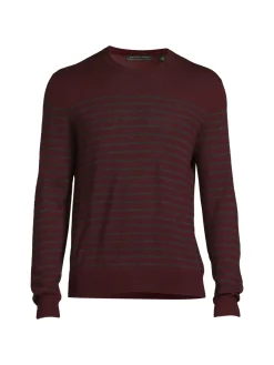 Saks Fifth Avenue Sweaters|Merino Wool Blend Stripe Crewneck Sweater