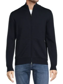 Bruno Magli Sweaters|Merino Wool Full Zip Mockneck Cardigan