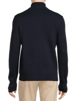 Bruno Magli Sweaters|Merino Wool Mockneck Cardigan Navy