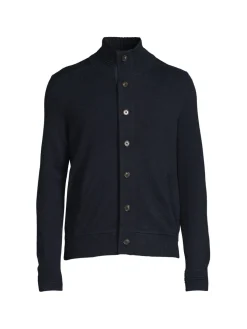 Bruno Magli Sweaters|Merino Wool Mockneck Cardigan Navy