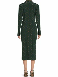 Women Veronica Beard Mesika Stretch Silk Blend Ruched Midi Dress