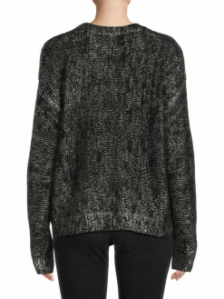 Women DKNY Metallic Cable Knit Crewneck Sweater