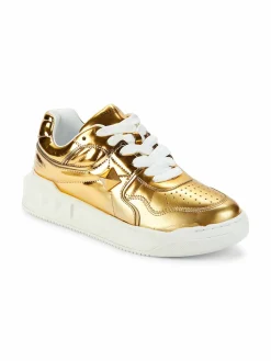 Valentino Garavani Metallic Faux Leather Sneakers