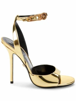 Versace Metallic Patent Leather Ankle Strap Sandals