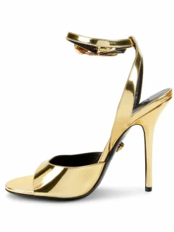 Versace Metallic Patent Leather Ankle Strap Sandals
