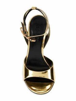 Versace Metallic Patent Leather Ankle Strap Sandals