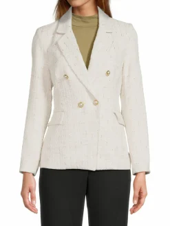 Women Nanette Lepore Metallic Textured Double Breasted Blazer