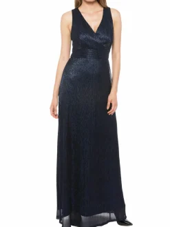 Women Marina Mettallic Surplice Gown