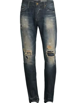 AG Jeans Jeans|Mid Rise Distressed Modern Slim Fit Jeans Blue