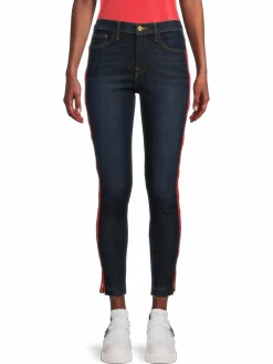 Women Etienne Marcel Mid Rise Side Striped Cropped Skinny Jeans
