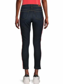 Women Etienne Marcel Mid Rise Side Striped Cropped Skinny Jeans