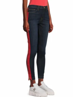 Women Etienne Marcel Mid Rise Side Striped Cropped Skinny Jeans