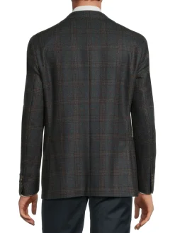 Saks Fifth Avenue Blazers & Sportcoats|Midland Plaid Wool Blazer Blue