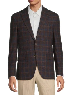 Jack Victor Blazers & Sportcoats|Midland Windowpane Wool Blend Sportcoat Burgundy