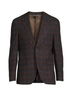 Jack Victor Blazers & Sportcoats|Midland Windowpane Wool Blend Sportcoat Burgundy