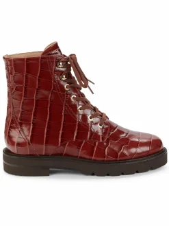 Stuart Weitzman Mila Croc-Embossed Leather Boots