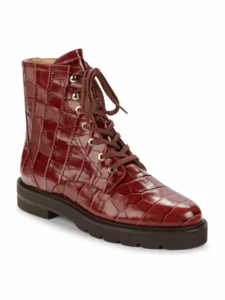 Stuart Weitzman Mila Croc-Embossed Leather Boots