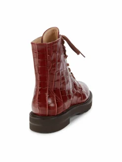 Stuart Weitzman Mila Croc-Embossed Leather Boots