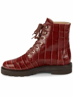 Stuart Weitzman Mila Croc-Embossed Leather Boots