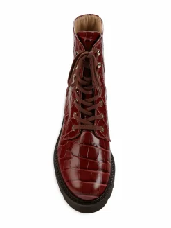 Stuart Weitzman Mila Croc-Embossed Leather Boots