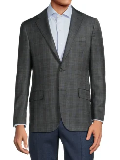 Hickey Freeman Blazers & Sportcoats|Milburn Ii Plaid Wool Blazer Light Grey