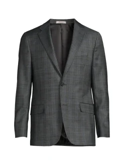 Hickey Freeman Blazers & Sportcoats|Milburn Ii Plaid Wool Blazer Light Grey