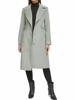 Women Kenneth Cole Military Wool Blend Overcoat