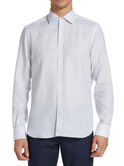 Saks Fifth Avenue Linen|Mini Dot Linen Button Up Shirt Egret