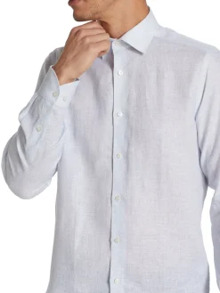 Saks Fifth Avenue Linen|Mini Dot Linen Button Up Shirt Egret