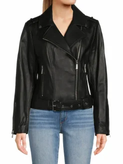 Women MICHAEL Michael Kors Missy Leather Biker Jacket