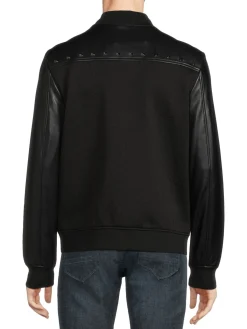 Karl Lagerfeld Paris Coats & Jackets|Mix Media Bomber Jacket Black