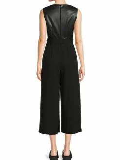 Women Calvin Klein Mix Media Cropped Jumpsuit