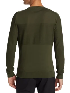 Saks Fifth Avenue Sweaters|Mixed Stitch Cotton Sweater Olive