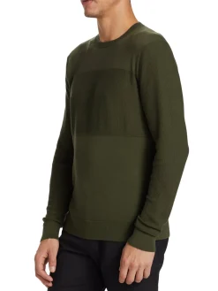 Saks Fifth Avenue Sweaters|Mixed Stitch Cotton Sweater Olive