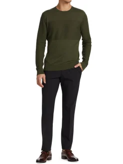 Saks Fifth Avenue Sweaters|Mixed Stitch Cotton Sweater Olive
