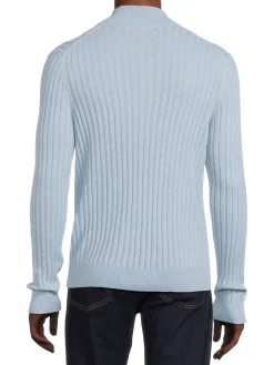 Malo Sweaters|Mockneck Cashmere Blend Cardigan Ice Blue