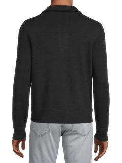 Bruno Magli Cashmere|Mockneck Cashmere Blend Cardigan Black