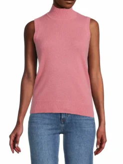 Women Saks Fifth Avenue Mockneck Cashmere Shell Sweater