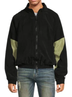 R H U D E Coats & Jackets|Mockneck Raglan Sleeve Jacket Black